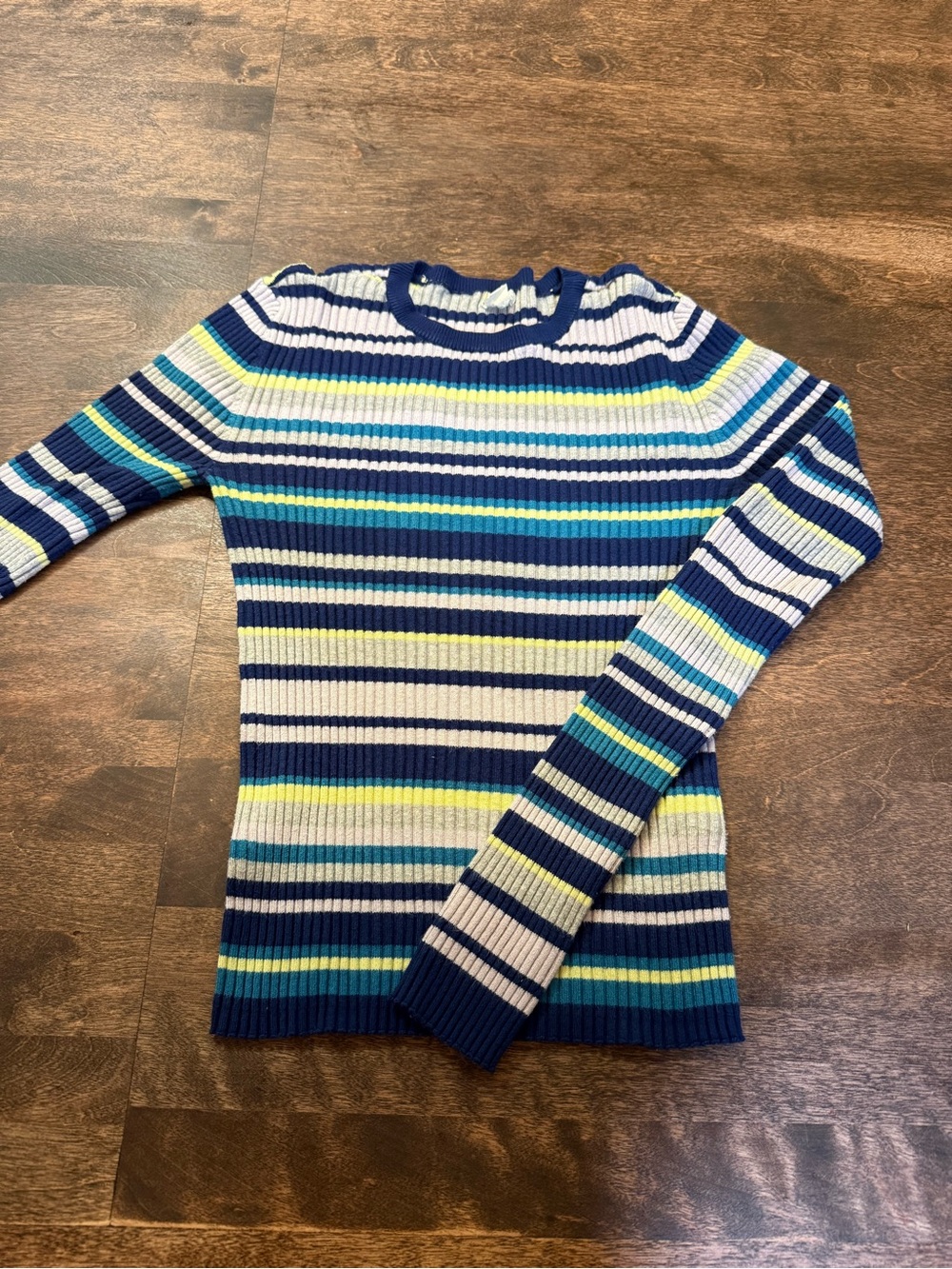 Garage Navy & Yellow Striped Ribbed Crewneck Shirt Mutilcolor